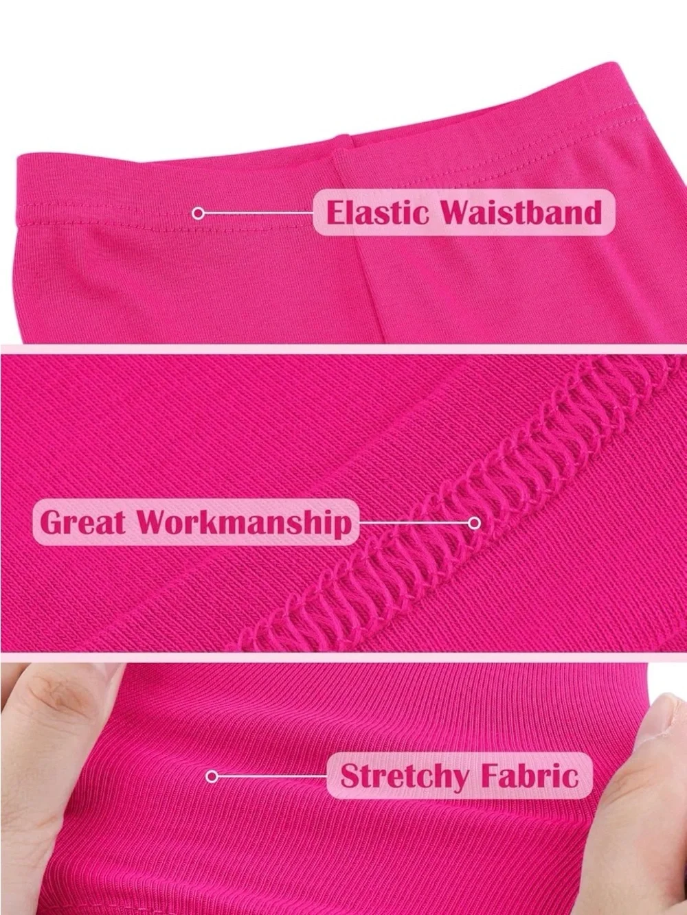 Girls Stretch Cotton Pajama Pants - Black, White, Purple, Fuchsia, Light Pink